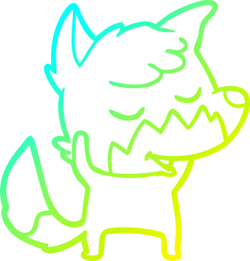 Bir insan tarafından çizilmiş dost canlısı bir tilkinin soğuk çizgi çizimi.