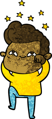 Bir insan tarafından çizilmiş heyecanlı bir çizgi film.