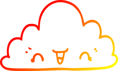 Bir insan tarafından çizilmiş sevimli bir karikatür bulutunun sıcak gradyan çizimi