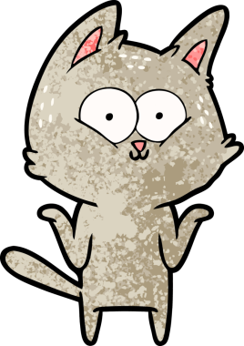 Çizgi film kedisi bir insan tarafından çizilmiş omuzlarını silkiyor.