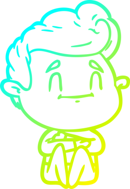 Bir insan tarafından çizilmiş mutlu bir çizgi film karakteri çizimi.