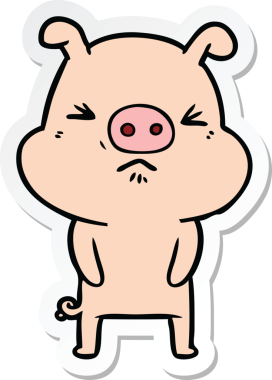 Bir insan tarafından çizilmiş huysuz bir domuzun çıkartması.