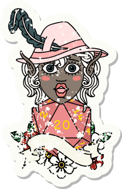 Retro Dövme Tarzı Elf Ozan Karakteri Bir insan tarafından çizilmiş doğal 20