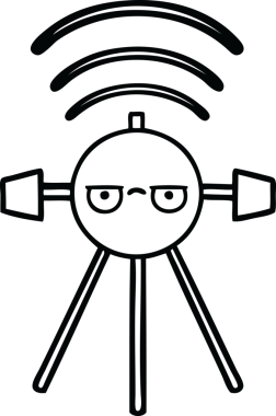 Bir insan tarafından çizilmiş bir uydu karikatürü.