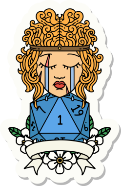 Bir insan tarafından çizilmiş doğal bir rulo ile ağlayan bir insan barbarının çıkartması.