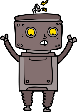 Bir insan tarafından çizilmiş çizgi film robotu