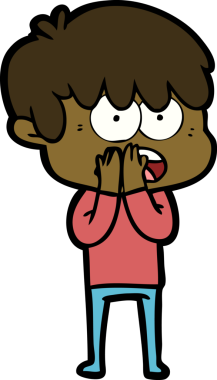 Bir insan tarafından çizilmiş endişeli çizgi film çocuğu.