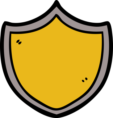 Bir insan tarafından çizilmiş çizgi film kalkanı.