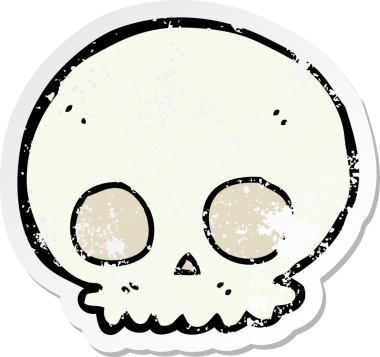 Bir insan tarafından çizilmiş bir karikatür kafatası.