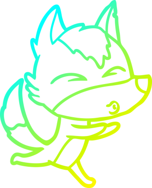 Bir insan tarafından çizilmiş bir kurt çizgi filminin soğuk gradyan çizimi