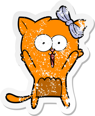 Bir insan tarafından çizilmiş karikatür bir kedinin sıkıntılı çıkartması.