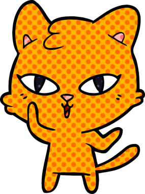 Bir insan tarafından çizilmiş çizgi film kedisi.