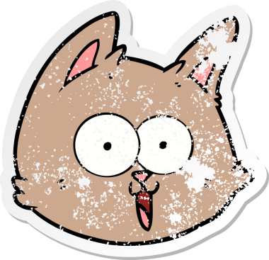 Bir insan tarafından çizilmiş karikatür kedi suratı.