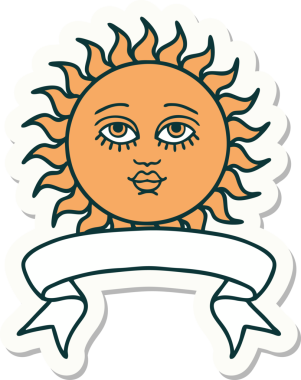 Bir insan tarafından çizilmiş güneş pankartıyla dövme stili.