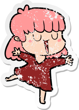 Bir insan tarafından çizilmiş karikatür bir kadının sıkıntılı çıkartması.