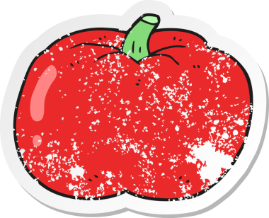 Bir insan tarafından çizilmiş bir domatesin gerilimli çıkartması.