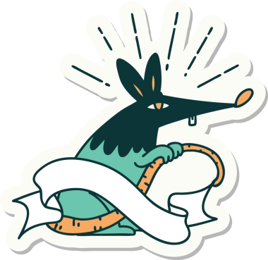 Bir insan tarafından çizilmiş dövme stili sinsi fare çıkartması.