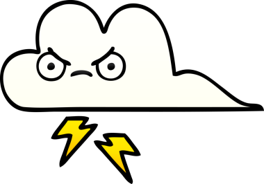 Bir insan tarafından çizilmiş gök gürültüsü bulutunun gölgelenmiş karikatürü