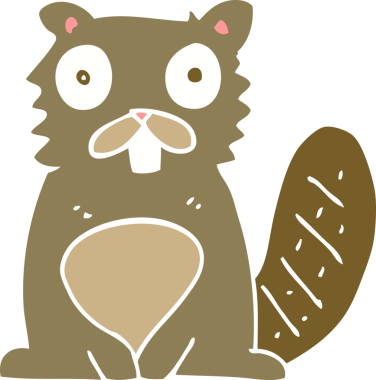 Bir insan tarafından çizilmiş kunduzun düz renk çizimi