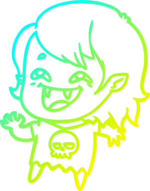 Bir insan tarafından çizilmiş gülen vampir kız çizgi filmi.