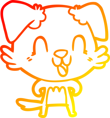 Bir insan tarafından çizilmiş gülen çizgi film köpeğinin sıcak çizgi çizgisi.