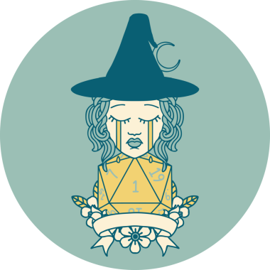 Retro Dövme Tarzı Ağlayan İnsan Cadısı Bir insan tarafından çizilmiş doğal bir rulo