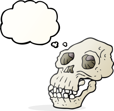 Serbest çizim düşünce balonu karikatürü Bir insan tarafından çizilmiş antik kafatası