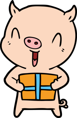 Bir insan tarafından çizilmiş mutlu çizgi film domuzu.