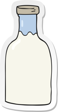 Bir insan tarafından çizilmiş süt şişesinin çıkartması.