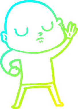 Bir insan tarafından çizilmiş kel bir adamın soğuk çizgi çizimi.