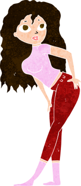 Karikatür çekici kadın bir insan tarafından çizilmiş.