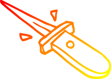 Bir insanın çizdiği çizgi film bıçağının sıcak gradyan çizgisi.