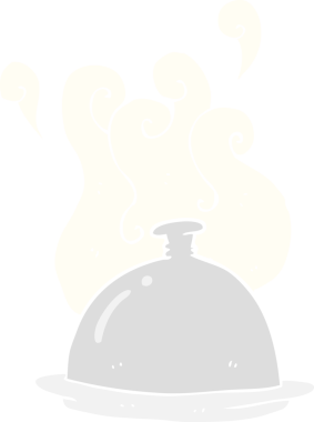 Bir insan tarafından çizilmiş yemek servisinin düz renk çizimi