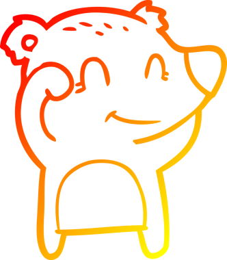 Bir insan tarafından çizilmiş, yorgun, gülümseyen ayı çizgi filmi.