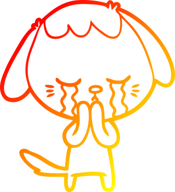 Bir insan tarafından çizilmiş, ağlayan bir köpeğin sıcak çizgi çizgisi.