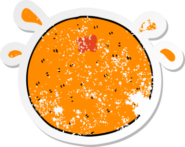 Bir insan tarafından çizilmiş portakal renkli bir karikatür çıkartması.