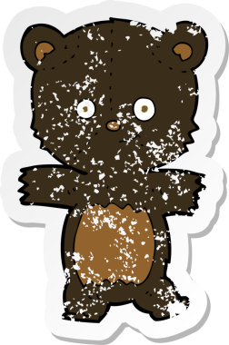 Bir insan tarafından çizilmiş sevimli bir çizgi film kara ayısının gerilimli çıkartması.