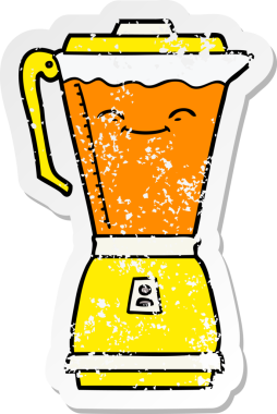 Bir insan tarafından çizilmiş karikatür gıda işlemcisinin sıkıntılı etiketi.