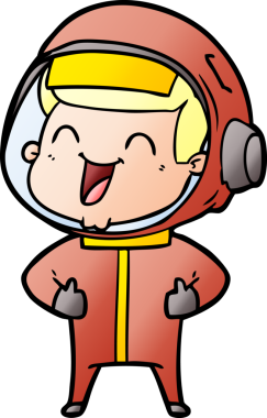 Bir insan tarafından çizilmiş mutlu astronot çizgi filmi.