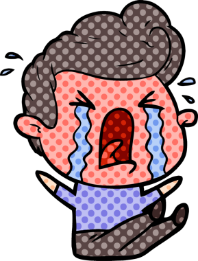 Bir insan tarafından çizilmiş ağlayan bir karikatür.