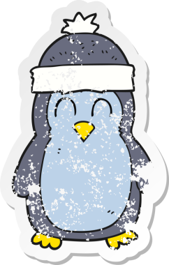 Bir insan tarafından çizilmiş penguen çizgi filminin gerilimli yapıştırması.