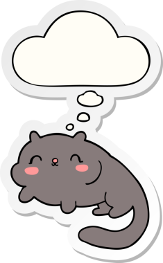 Düşünce baloncuklu çizgi film kedisi insan tarafından çizilmiş bir çıkartma.