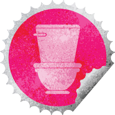 bir insan tarafından çizilmiş tuvalet dairesel soyulan etiket vektör çizimi