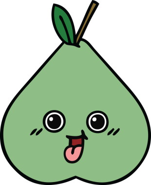 Bir insan tarafından çizilmiş armut karikatürü.