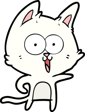 Bir insan tarafından çizilmiş komik çizgi film kedisi.