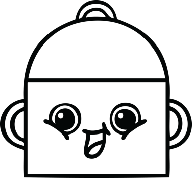 Bir insan tarafından çizilmiş bir tencere karikatürü.