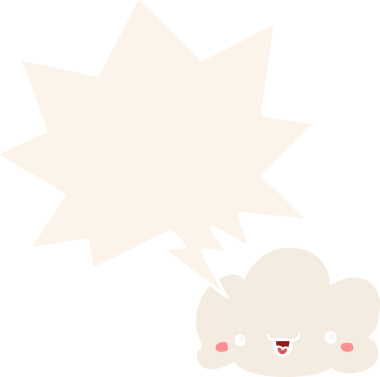 bir insan tarafından çizilmiş retro tarzı konuşma baloncuklu çizgi film bulutu