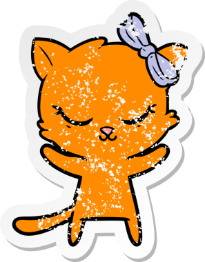 Bir insan tarafından çizilmiş şirin bir çizgi film kedisinin sıkıntılı çıkartması.