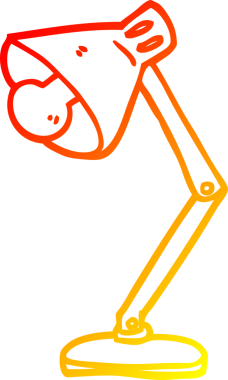 Bir insan tarafından çizilmiş karikatür köşeli masa lambasının sıcak çizgi çizimi