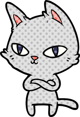 Bir insan tarafından çizilmiş çizgi film kedisi.